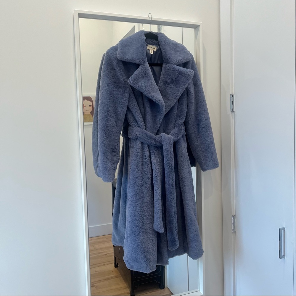 Plush Blue Coat Full length